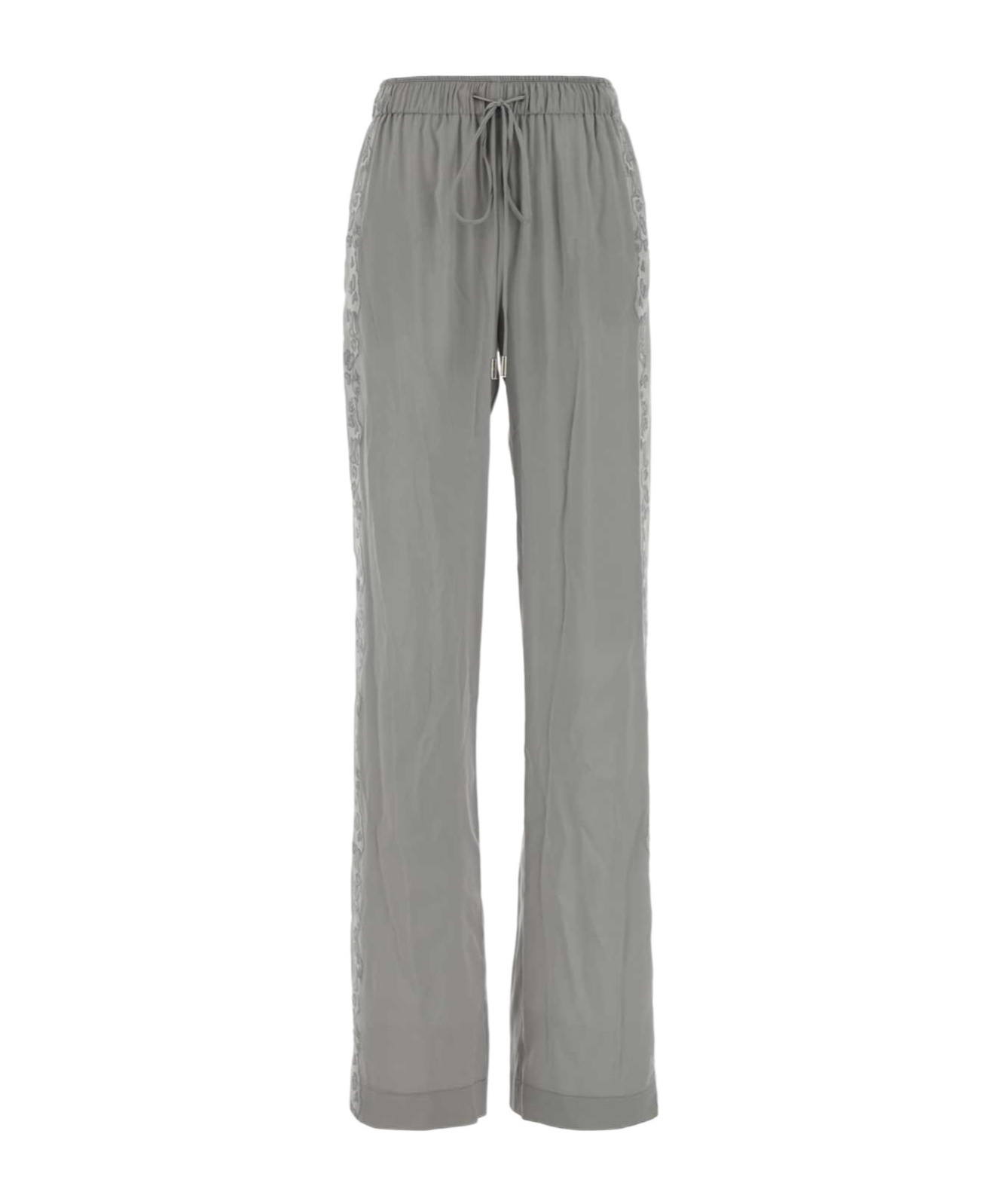 Ermanno Scervino Stretch Silk Palazzo Trousers With Side Stripe In Gray