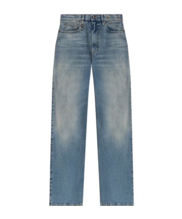 R13 Wide-leg Distressed Jeans In Gray