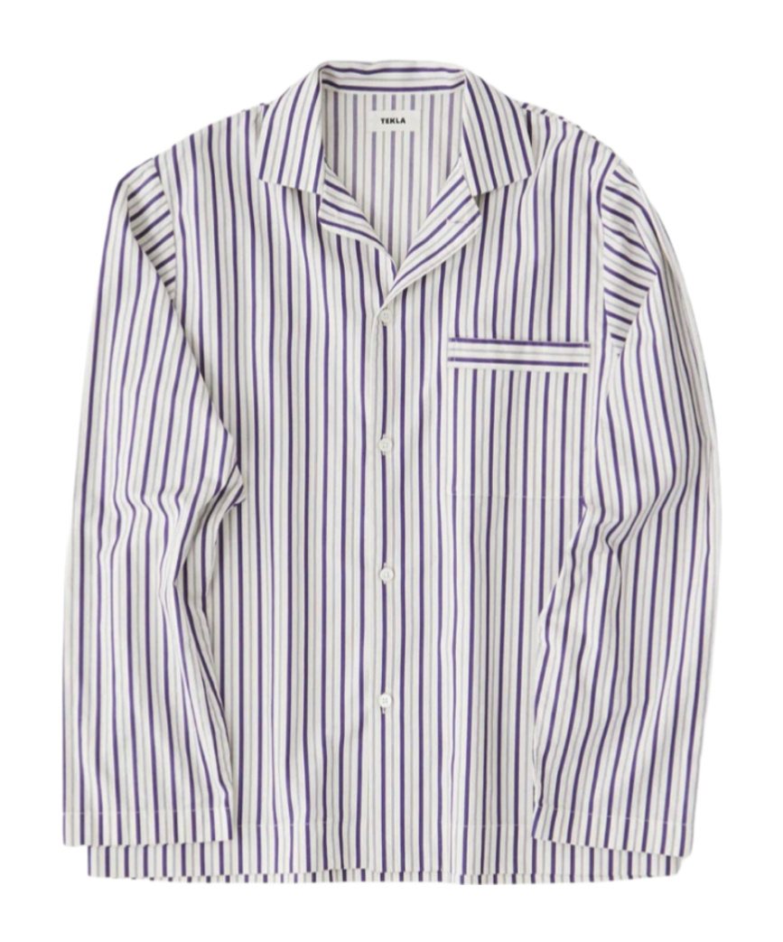 Tekla Long-sleeved Pajama Shirt In Multi