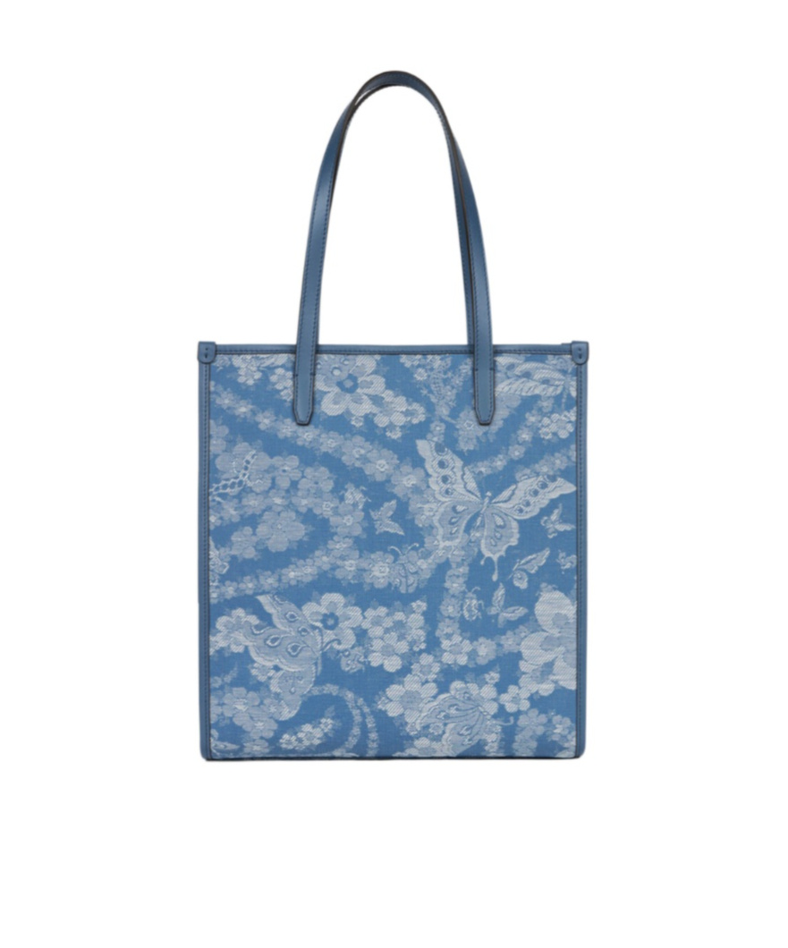 Etro Medium Denim Love Trotter Bag With Pegaso Symbol