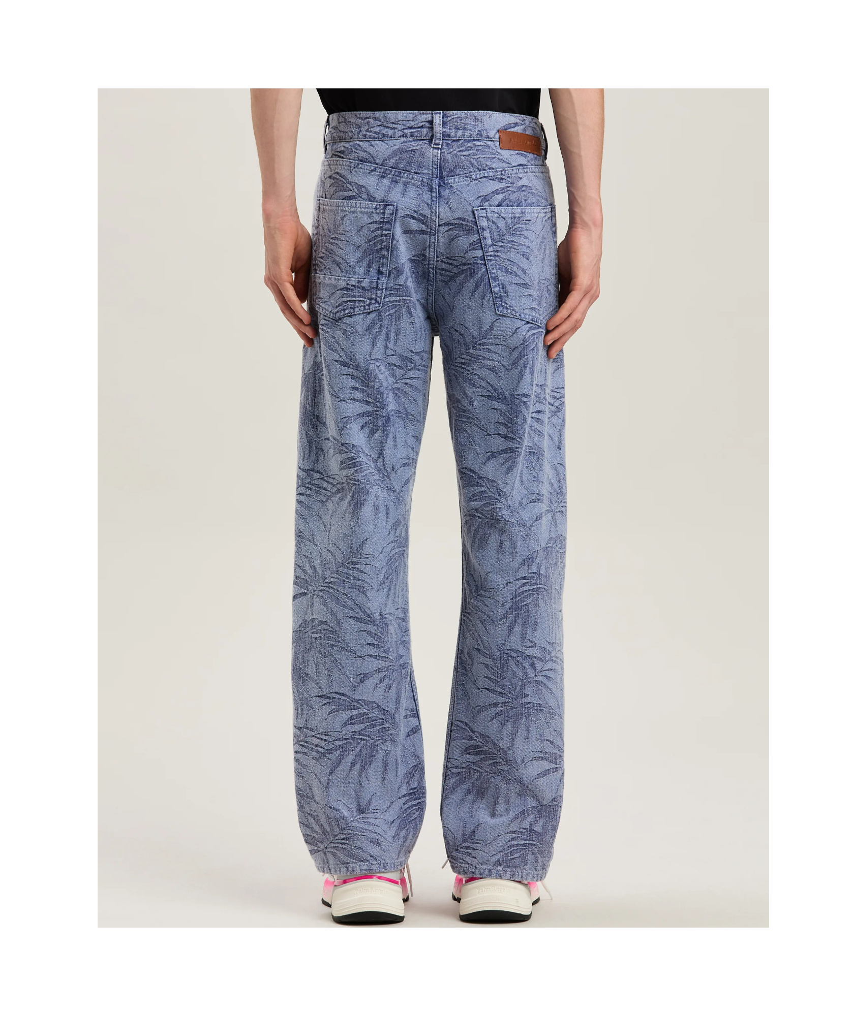 Palm Angels Palm Jacqured Denim Pants In Blue