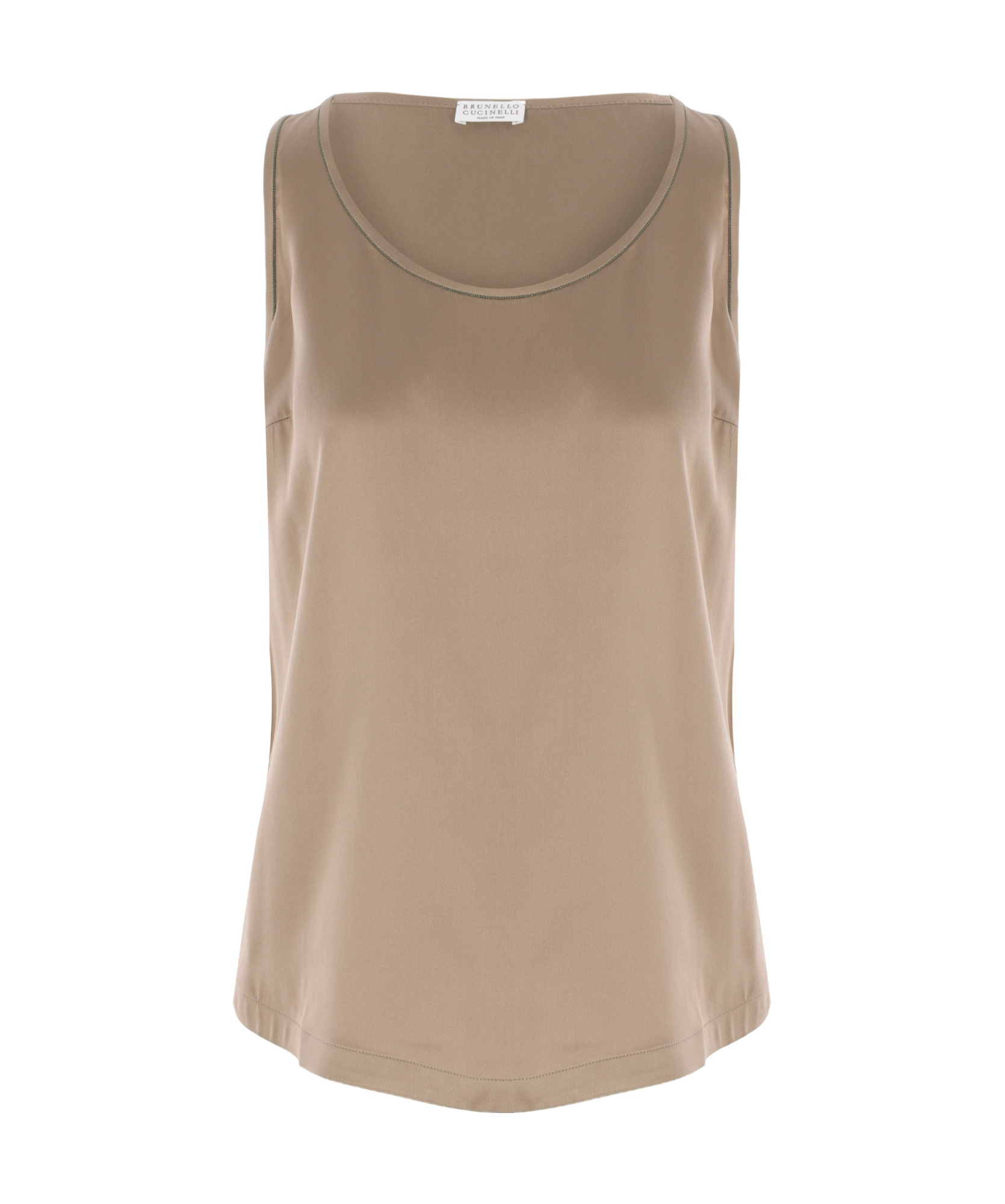 Brunello Cucinelli Round Neck Sleeveless Vest In Nude