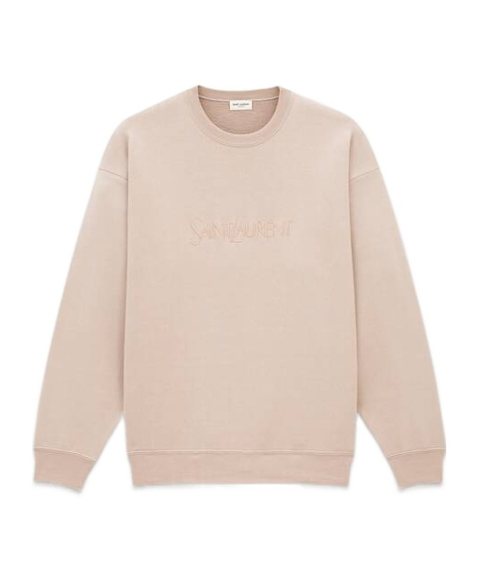 Saint Laurent Cotton Logo Sweatshirt In Nude