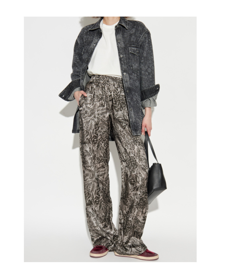 Golden Goose Floral-print Elastic-waist Straight Trousers In Black