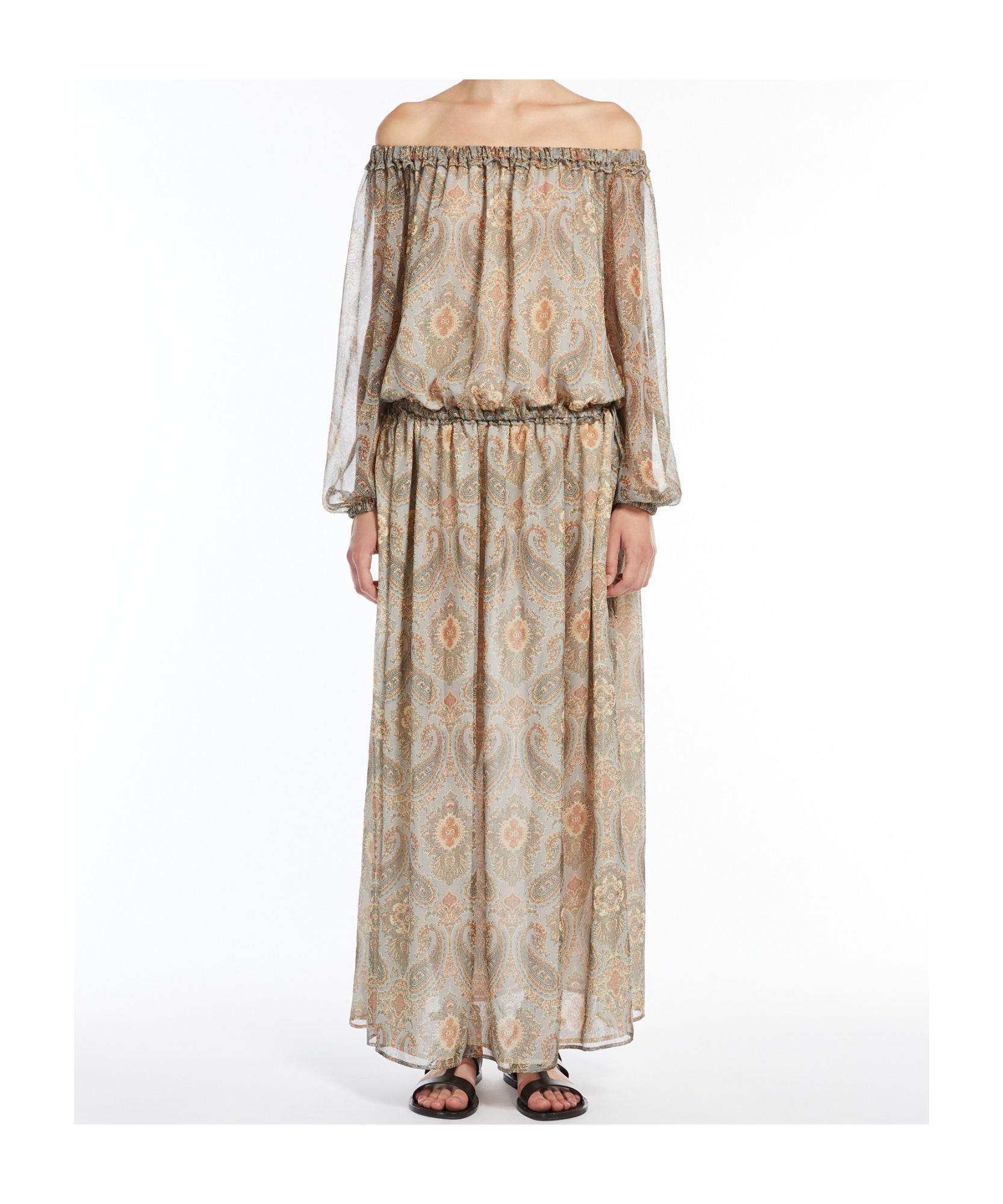 Weekend Max Mara Patterned Georgette Dress In Nude