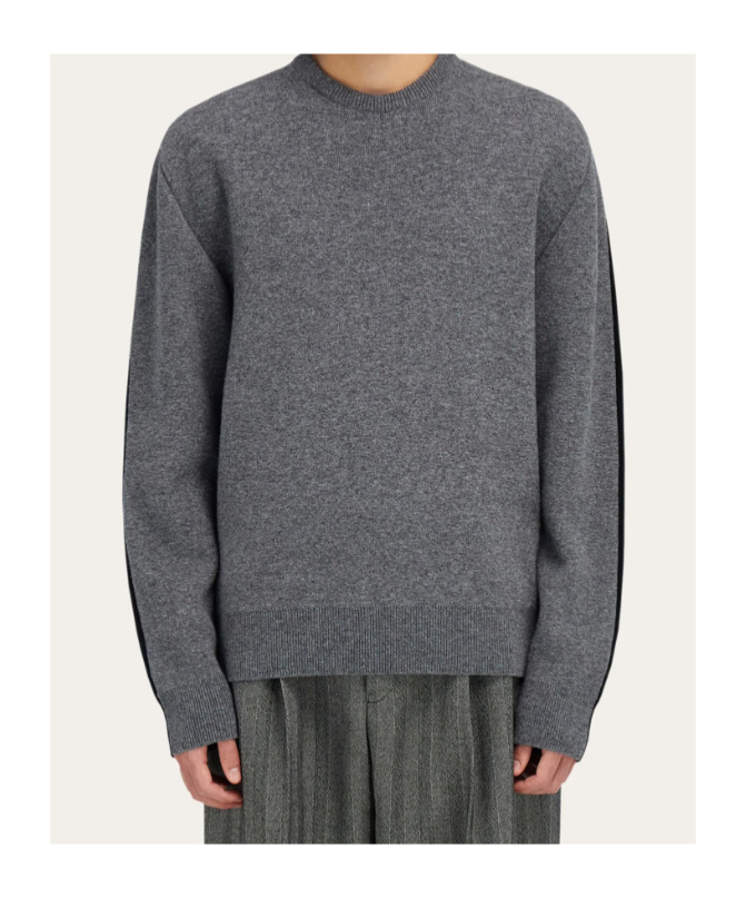 Ferragamo Cashmere Blend Pullover In Gray