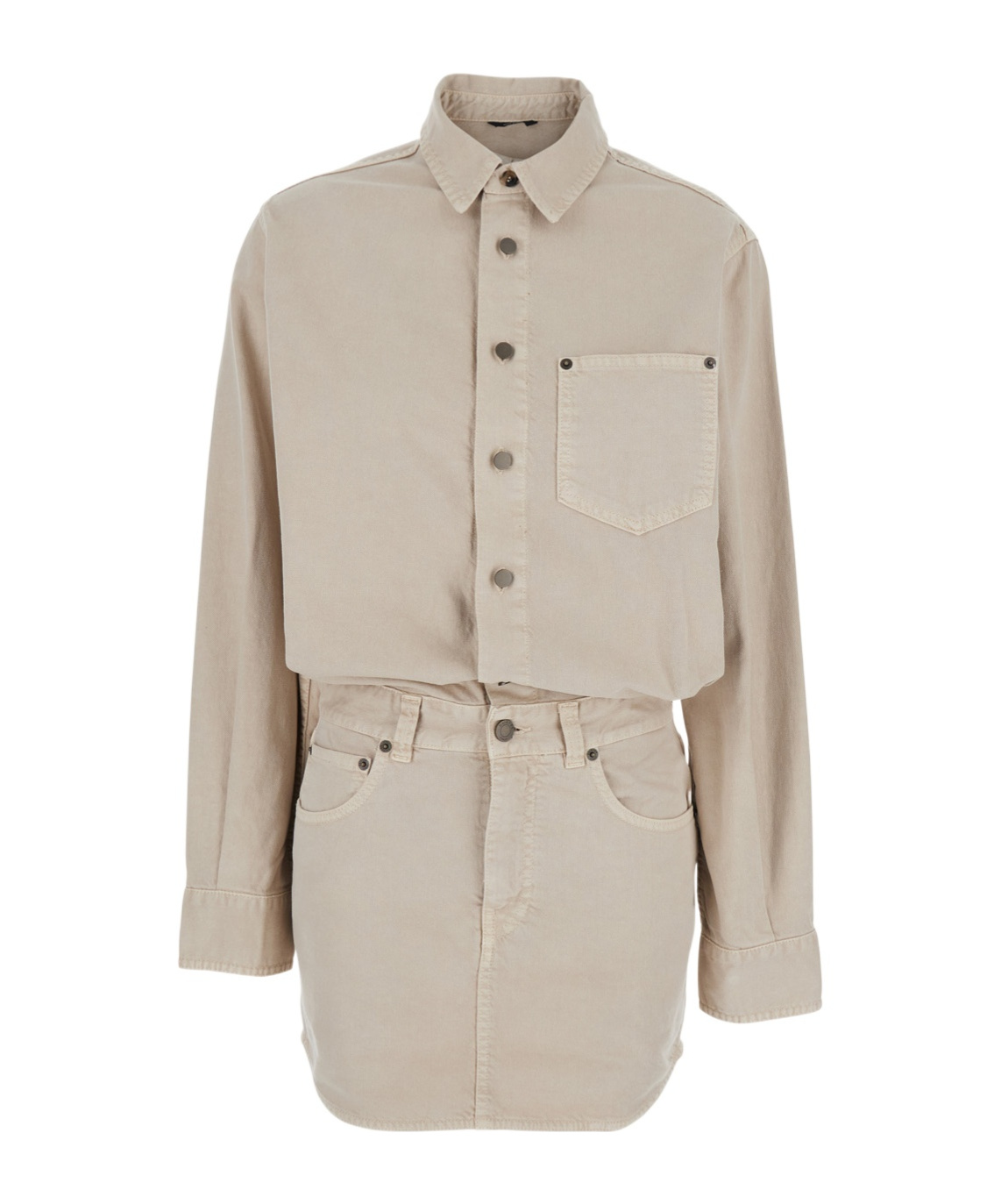 Haikure 'tamu' Beige Dress With Drop Shoulders And Logo Patch On The Back In Nude