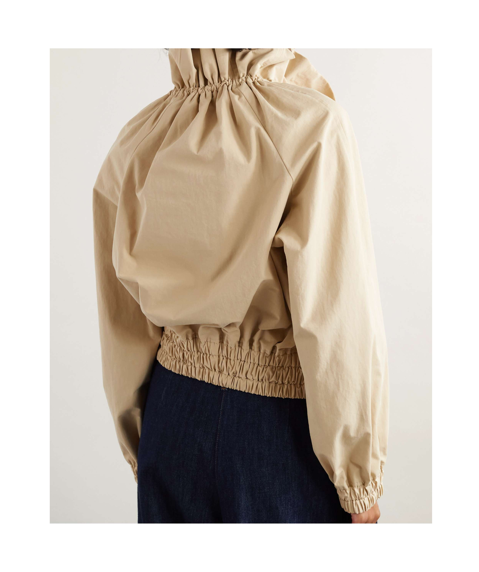Dries Van Noten Cropped Ruffled Cotton-canvas Jacket In Nude