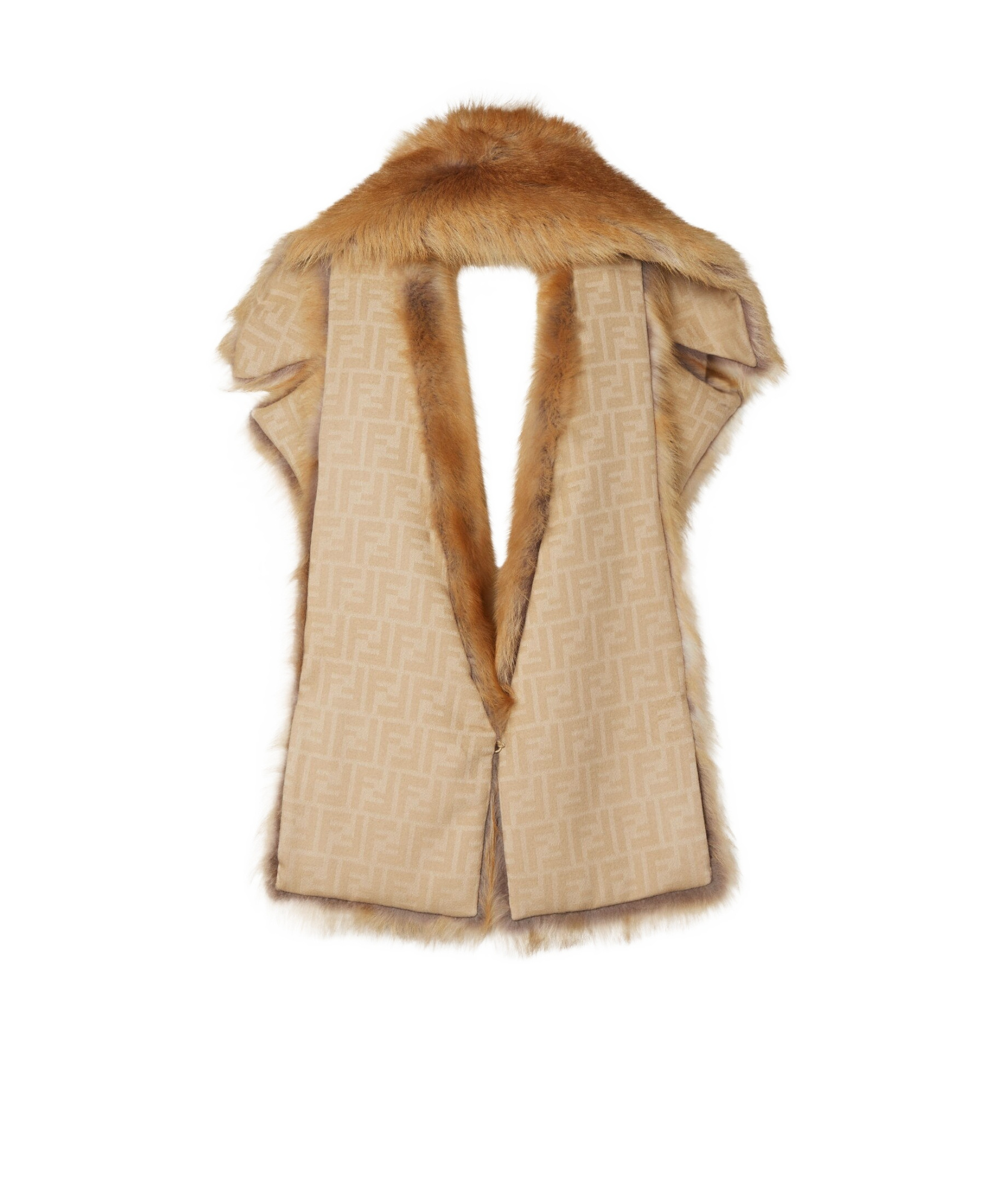 Fendi Caramel-colored Dorsato Shearling Scarf In Brown