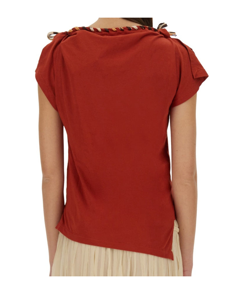 Isabel Marant Asymmetric Hem Bow Detail T-shirt In Red