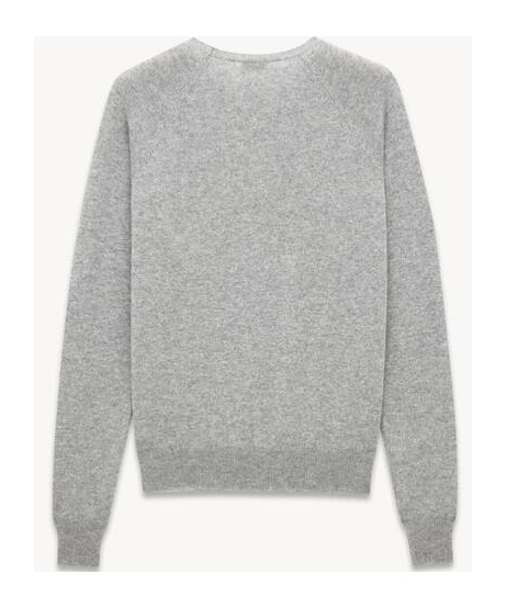 Saint Laurent Grey Crewneck Sweater With Cassandre In Cashmere Man In Gray