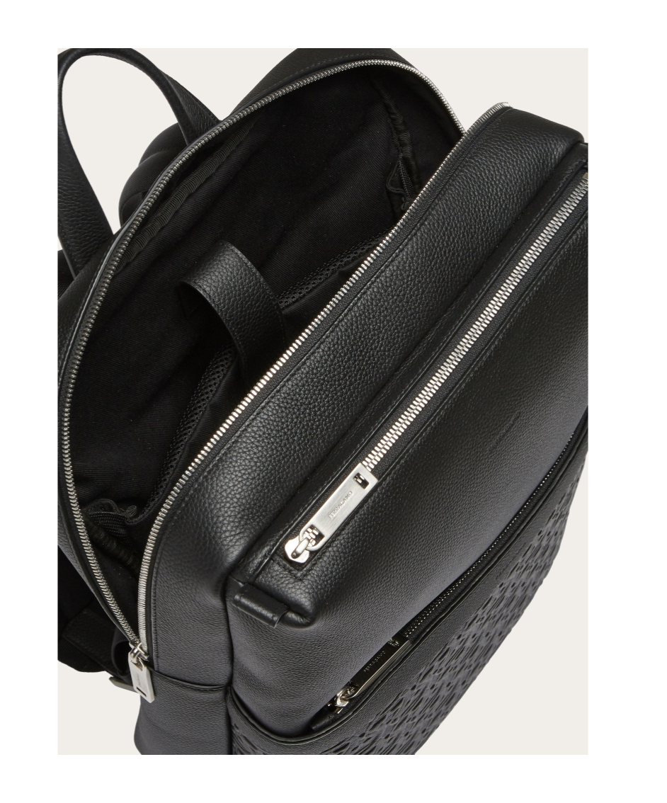 Ferragamo Gancini-debossed Leather Backpack In Black