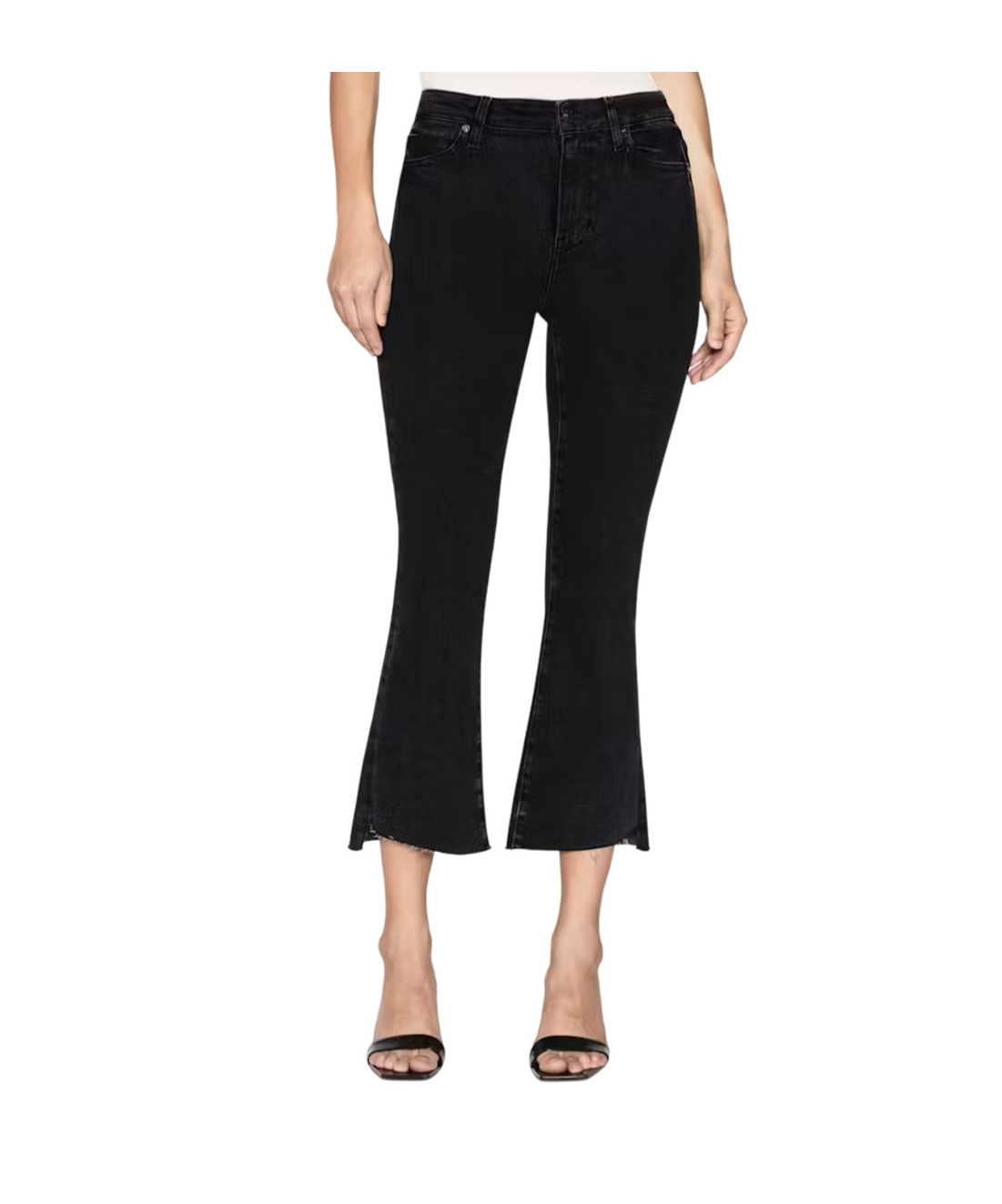Frame Le Crop Mini Boot Stagger Raw Hem Crop Bootcut Jeans In Black