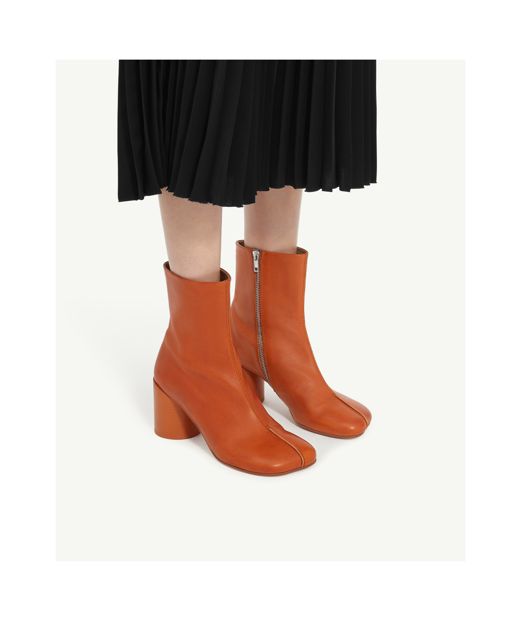 Mm6 Maison Margiela Tan Stitch-out Leather Ankle Boots In Brown