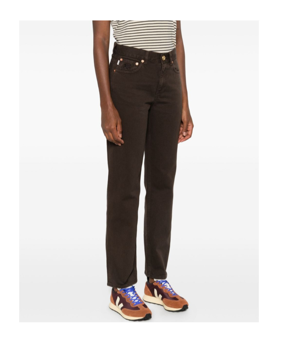 Blazé Milano Embroidered Logo Jeans In Brown