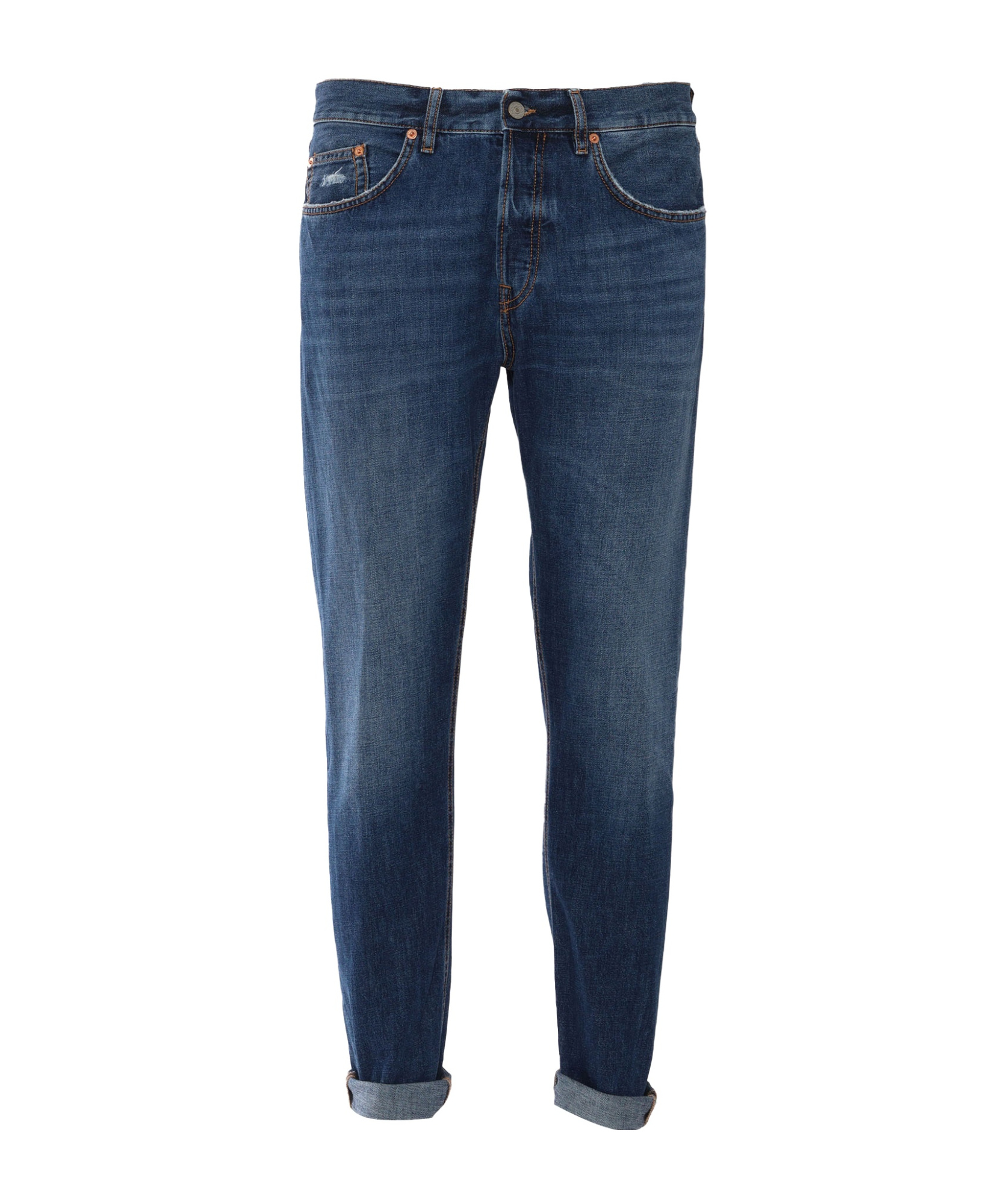 Dondup Trousers With Belt Loops And Contrast Stitching In Blue