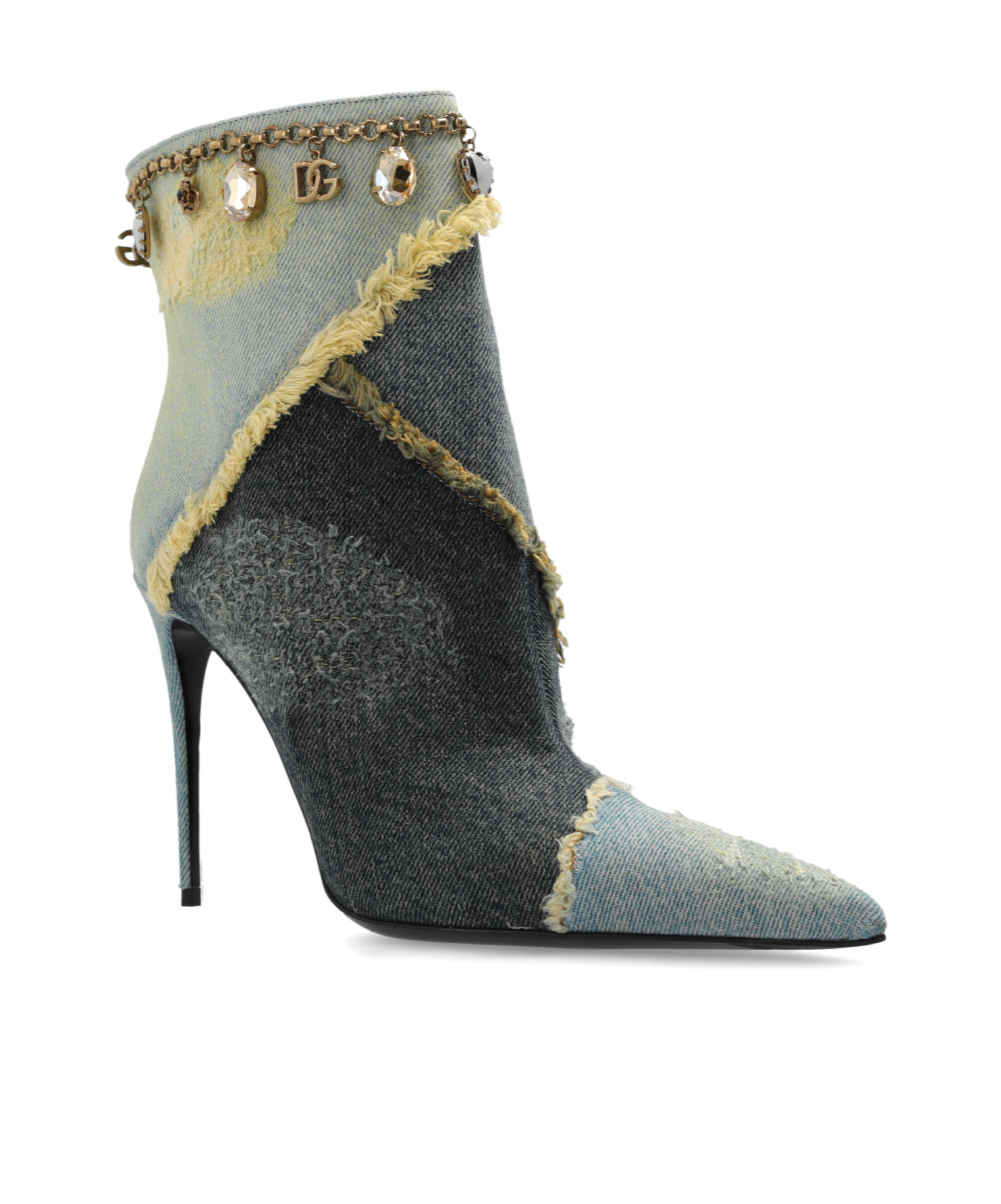Shop Dolce & Gabbana Distressed Denim Boots In Black