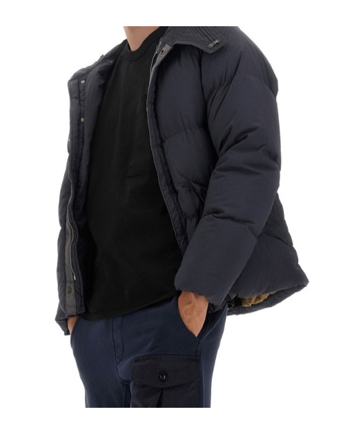 Ten C Quilted Hoodie Front Pockets In Blue