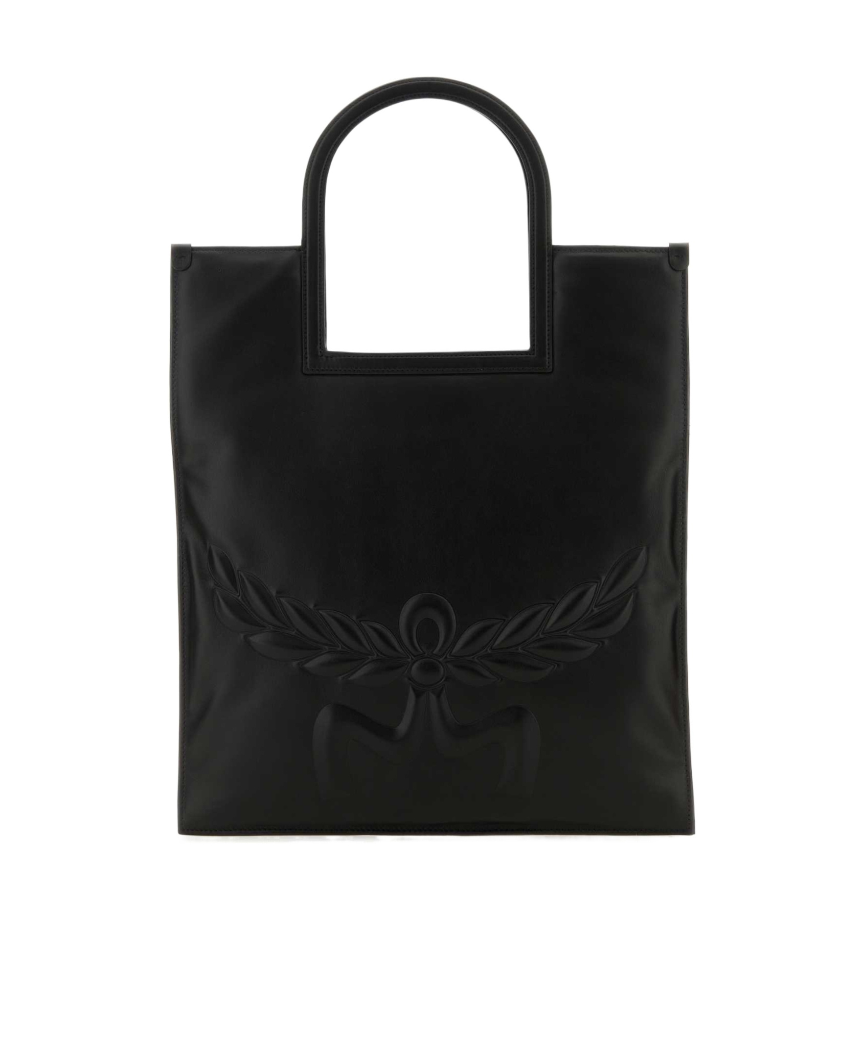 Mcm Aren Leather Tote In Black