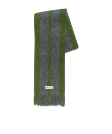 Marni Grey Mohair Blend Scarf With Fringes