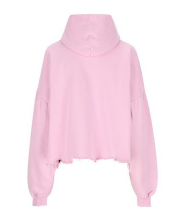 Shop Balenciaga Logo Printed Destroyed Hoodie In Pink