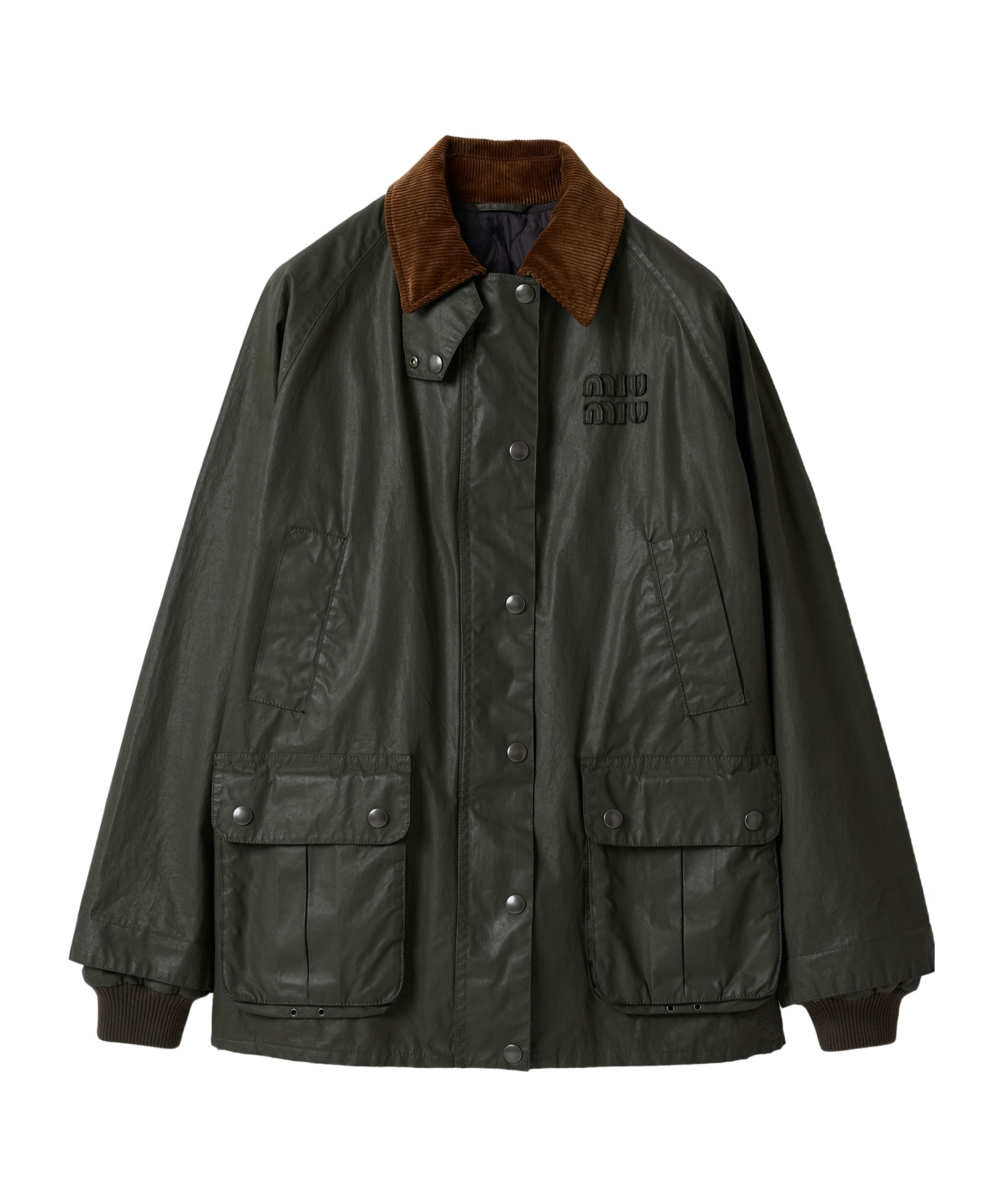 Miu Miu Resin-finish Poplin Caban Jacket In Black