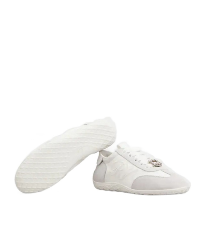 Roger Vivier Viv Suede-trimmed Canvas Sneakers In White
