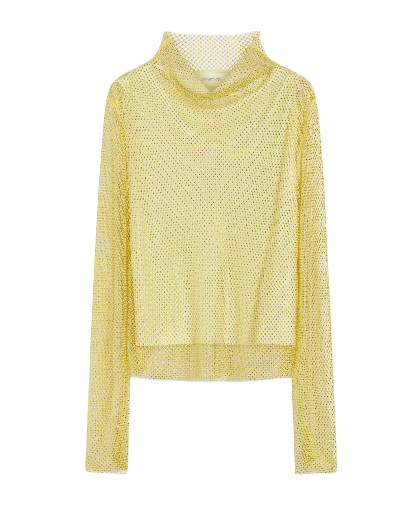 Sportmax Mesh T-shirt With Rhinestones In Yellow