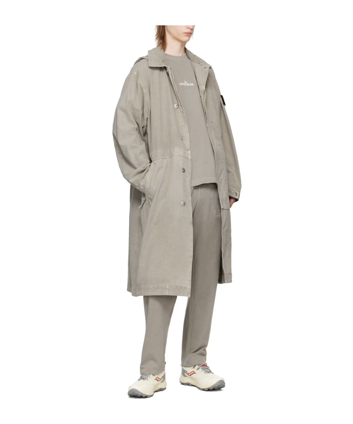 Stone Island Gray Patch Coat In Gray