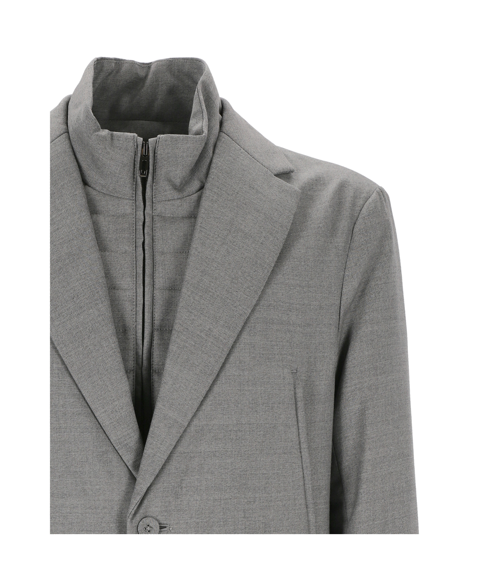 Emporio Armani Long-sleeved Suit Jacket In Gray