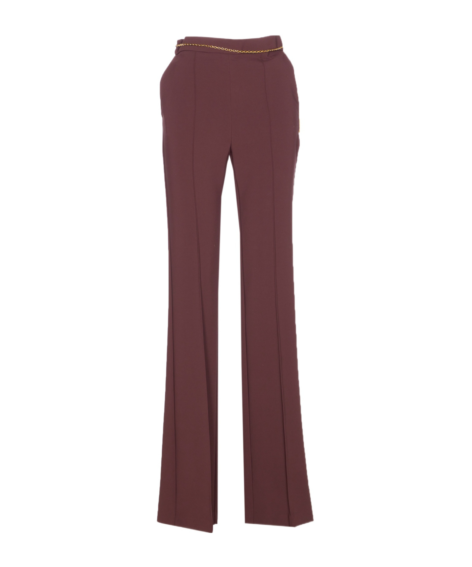 Elisabetta Franchi Regular Fit Trousers With Belt Chain And Pockets In Red