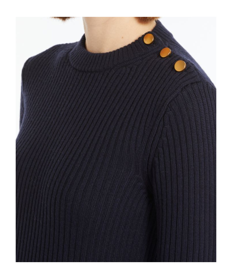 Max Mara Long-sleeved Wool Pullover In Black