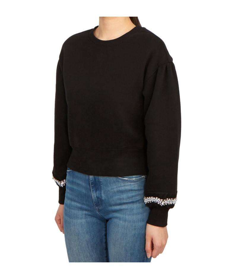 Allsaints Long-sleeved Ribbed Sweatshirt In Black