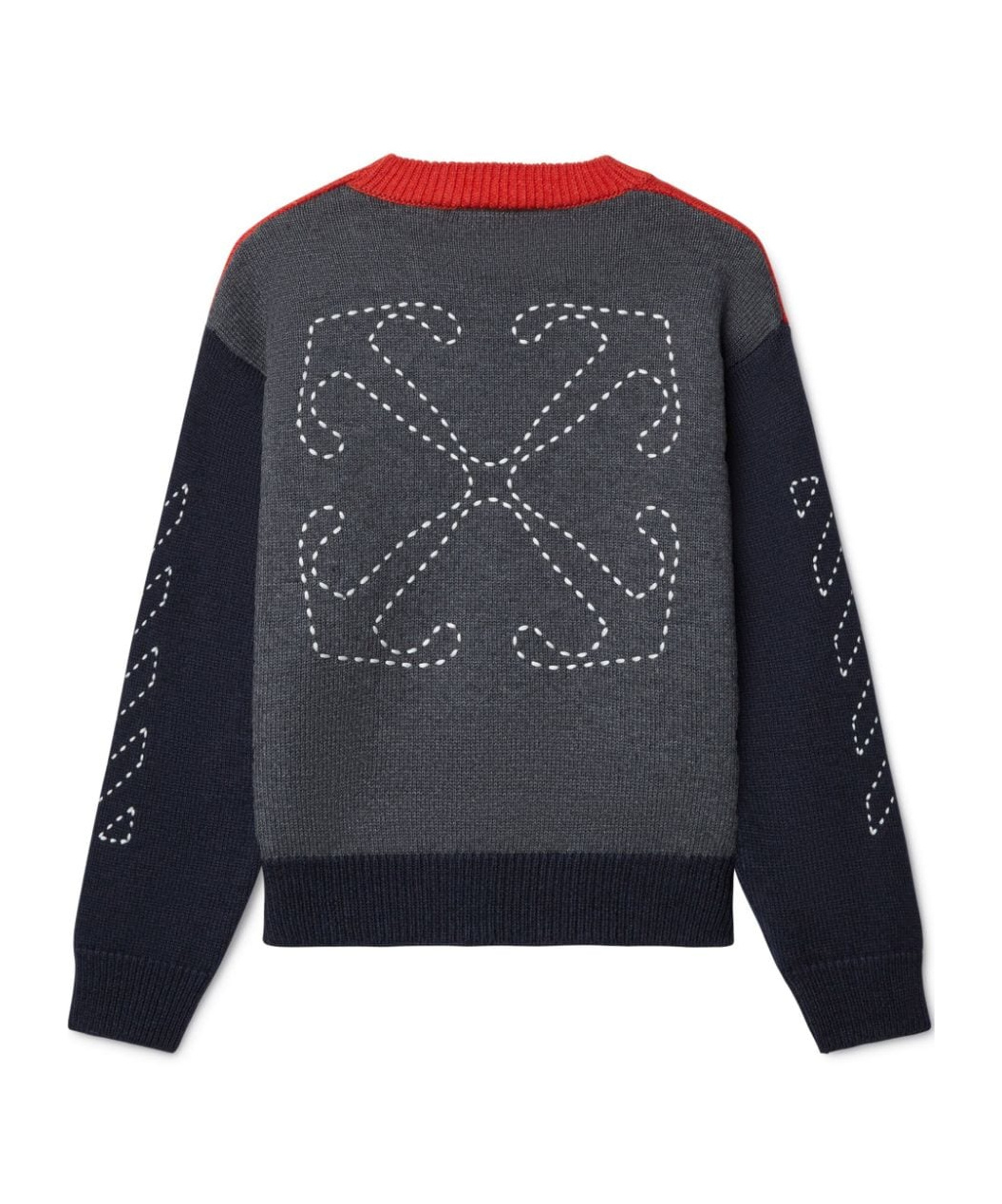 Off-white Color Block Arrow Stitched Crewneck In Black