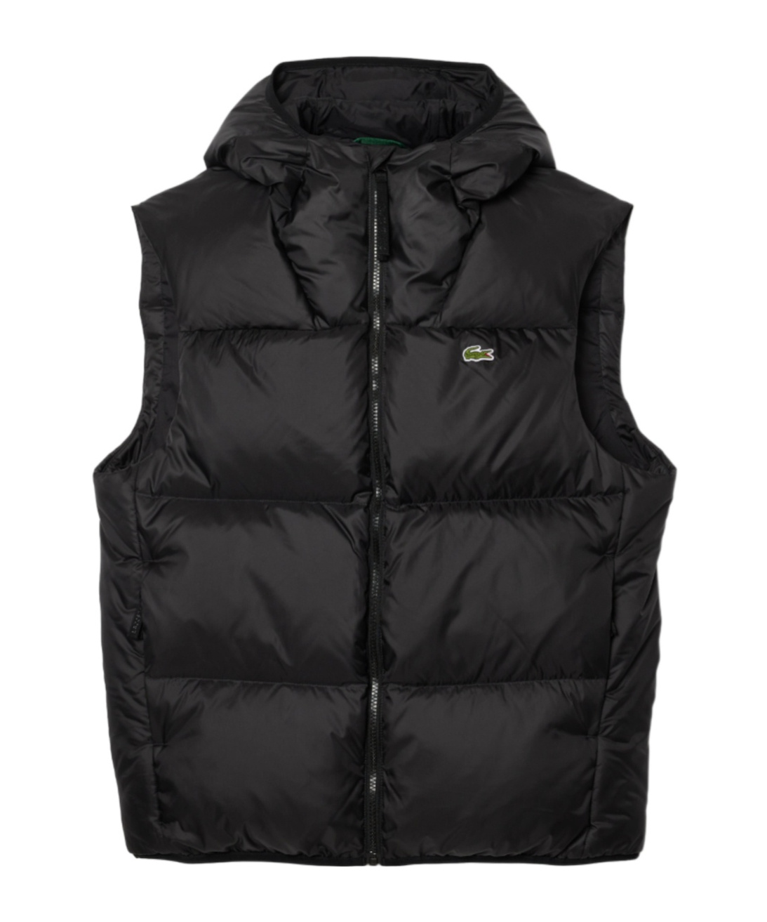 Lacoste Zippered Down Vest In Black