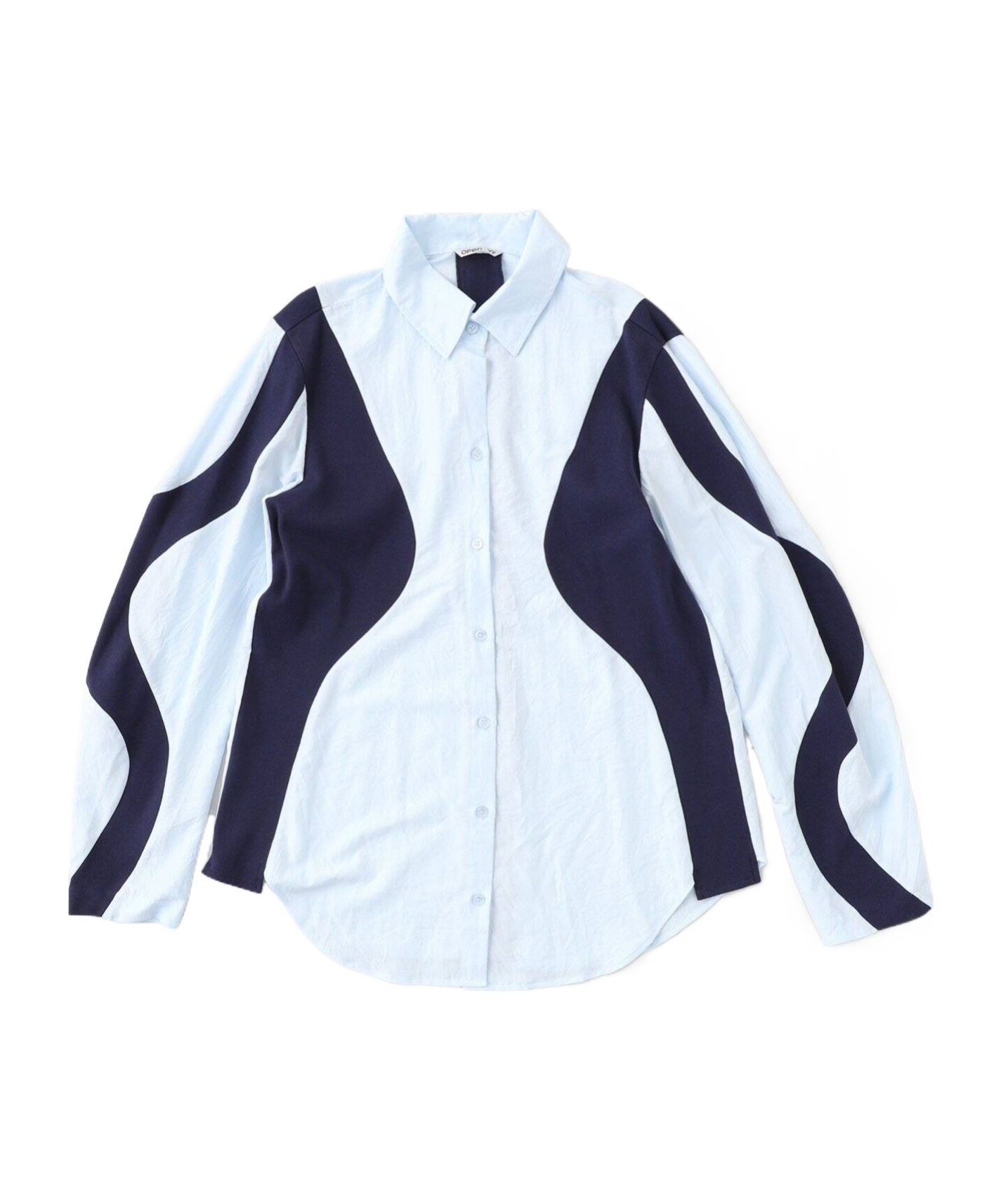 Open Yy Curved Patchwork Shirt In White