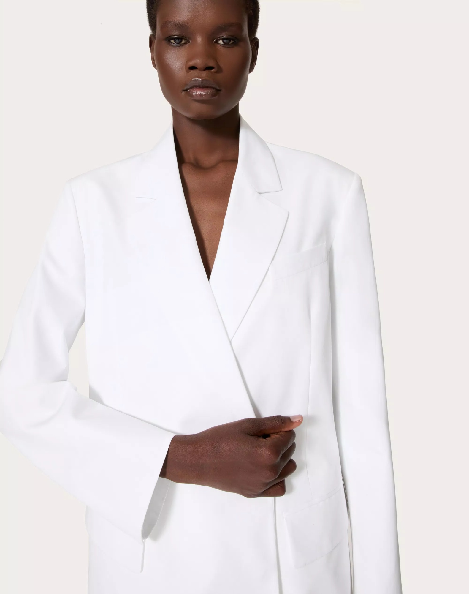 Valentino Single Breast Cotton Jacket In White