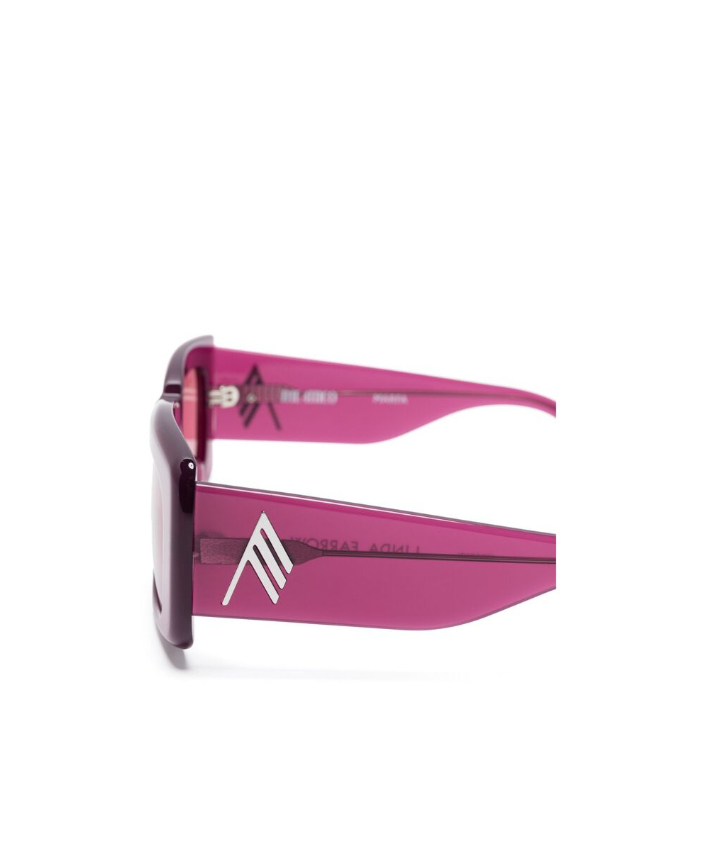 Attico Dark Pink Logo Rectangular Sunglasses In Pink