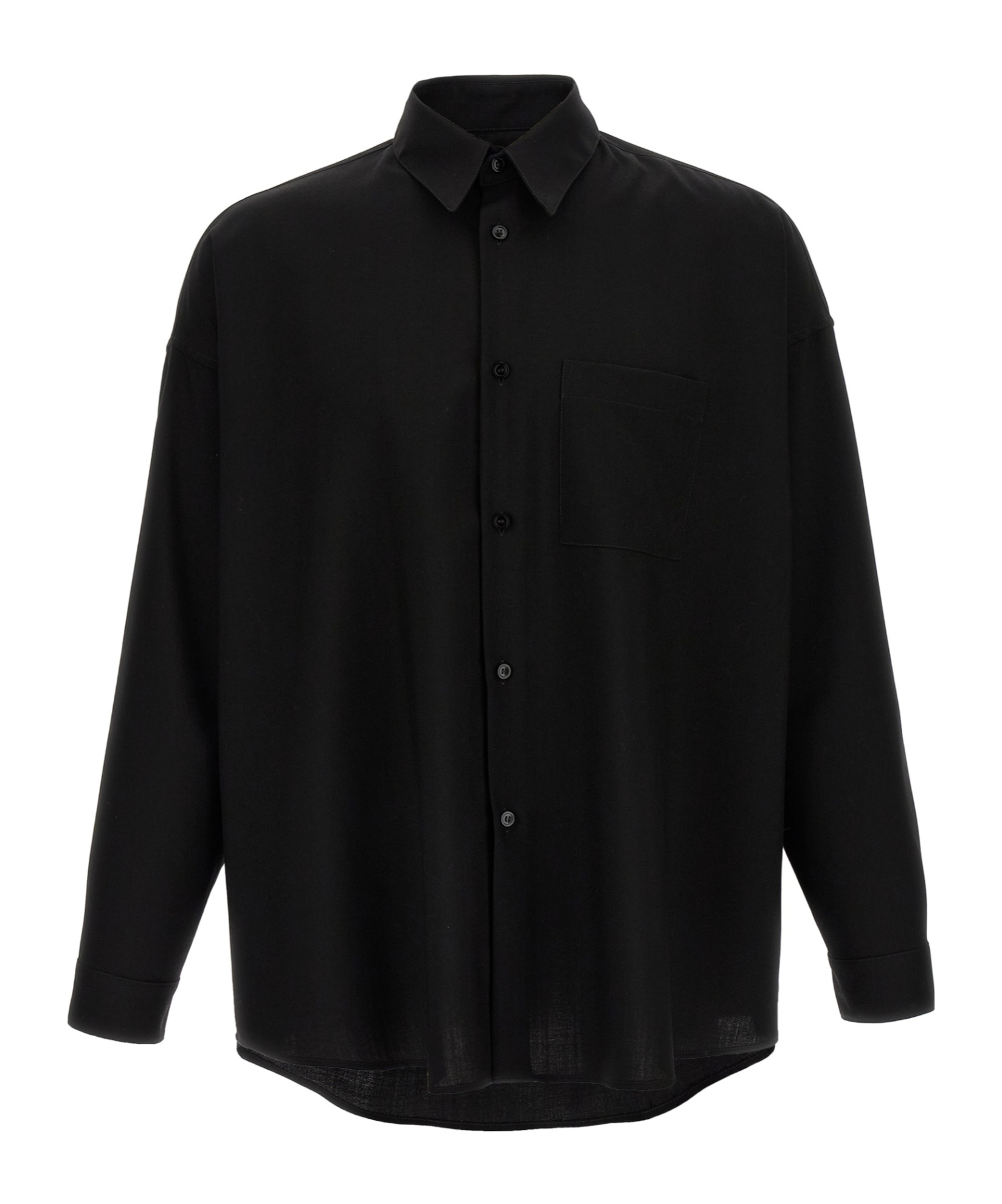 Marni Cool Wool Shirt With Contrast Stitching Shirt And Blouse Black In Black
