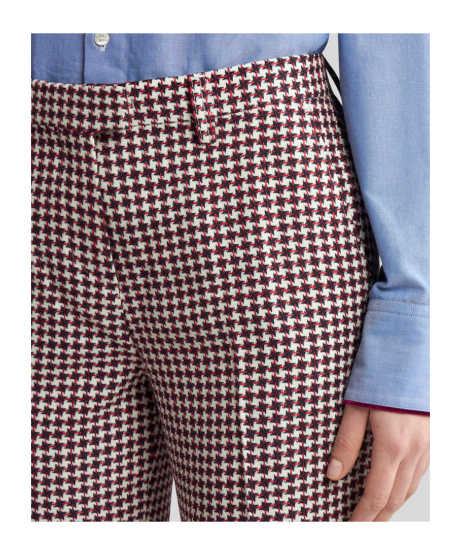 Etro , Houndstooth Trousers, Woman, White, Size 48 In Multicolor