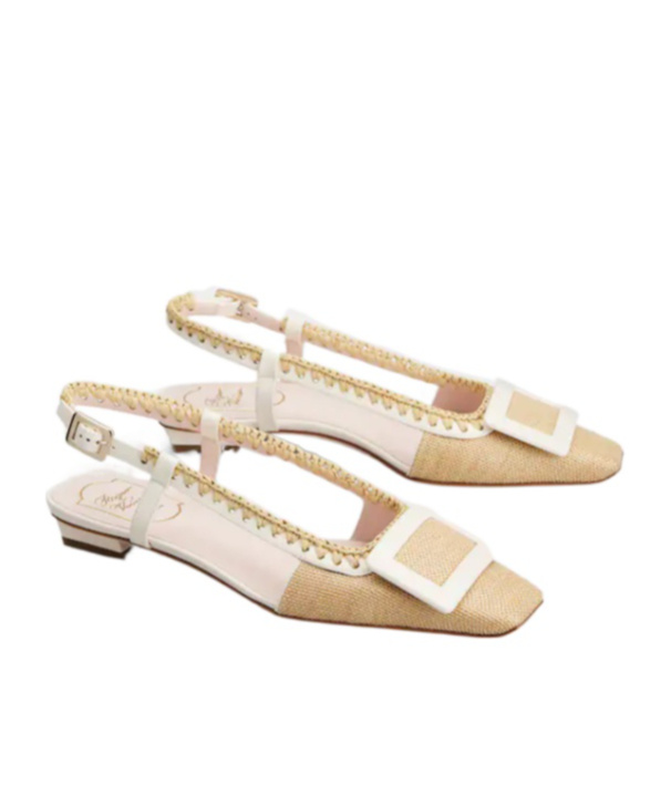 ROGER VIVIER BELLE VIVIER SLINGBACK BALLERINAS IN CANVAS 