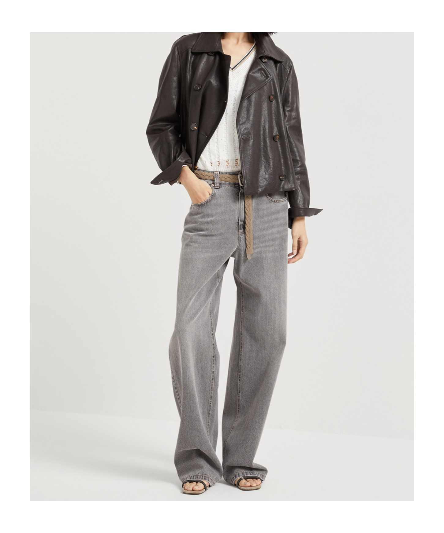 Brunello Cucinelli Denim Trousers With Belt Loops In Cowboy Grey