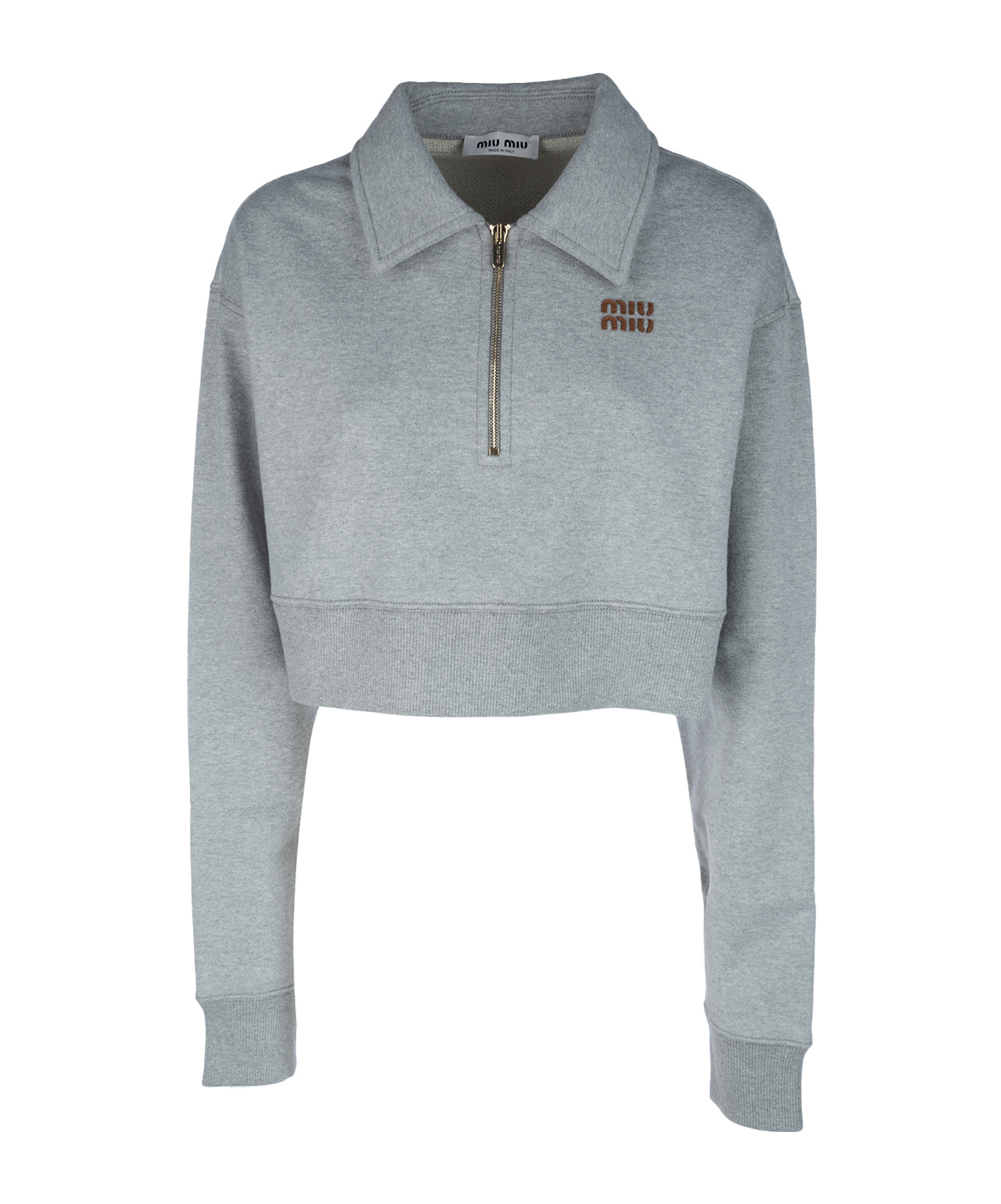 Miu Miu Long-sleeved Sweater In Gray