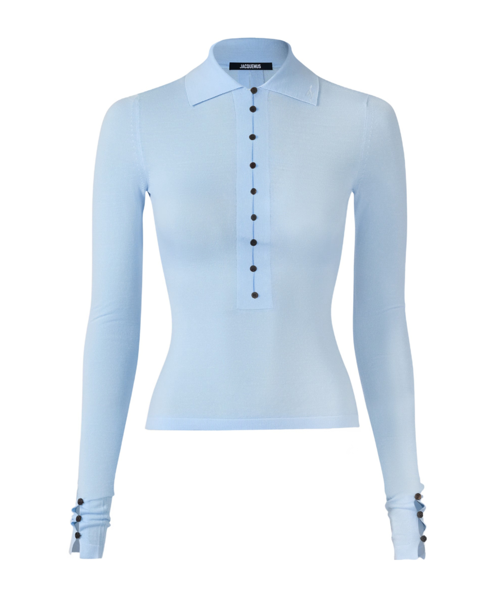 Jacquemus The Merino Long-sleeve Polo Shirt In Blue