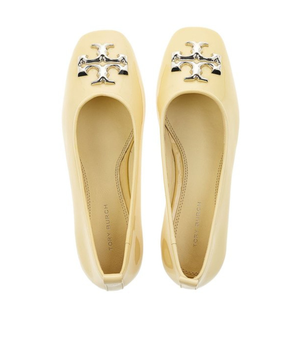 Tory Burch Eleanor Logo-plaque Ballerina In Nude