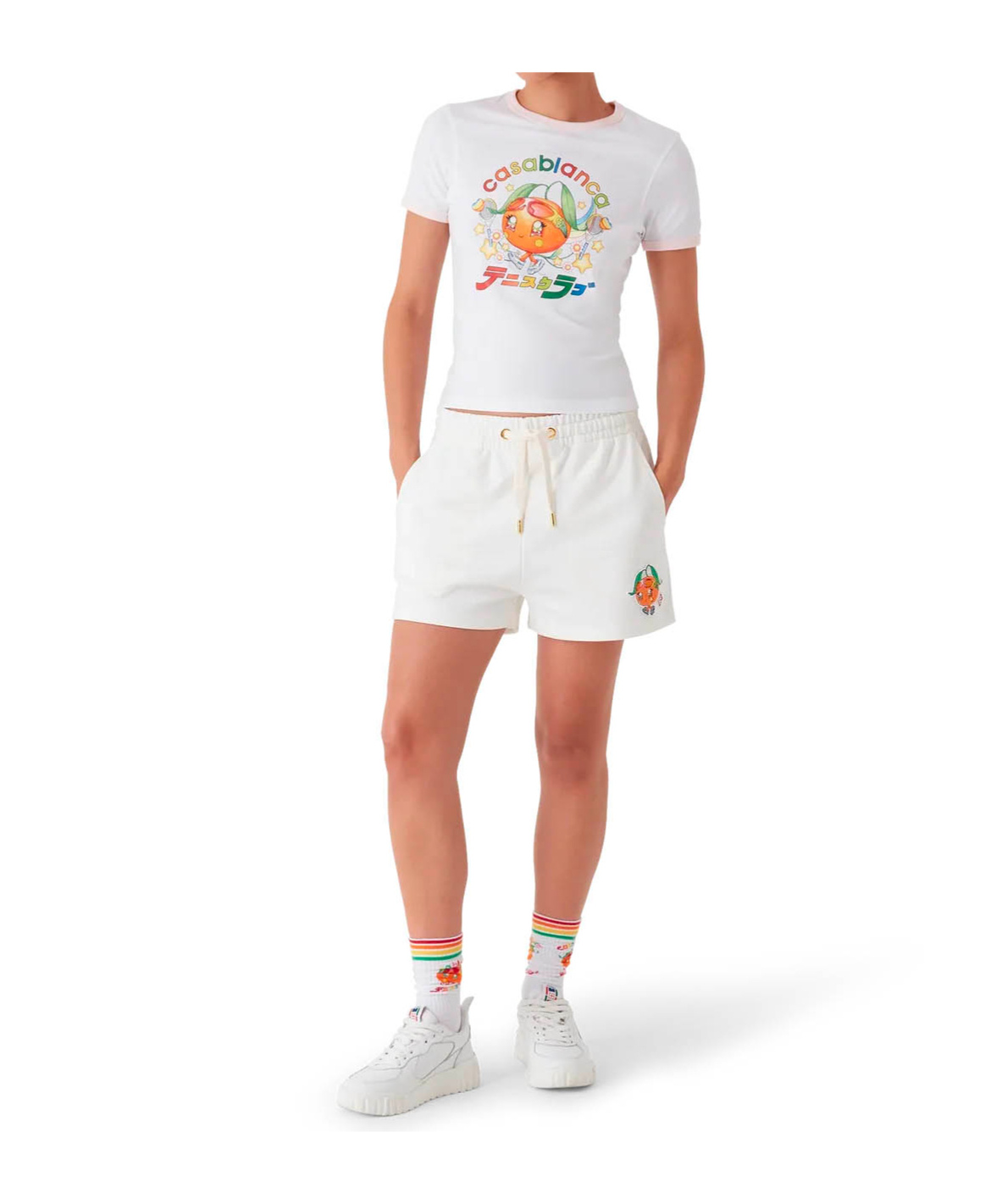Casablanca Cotton Shorts With Embroidered Detail And Pockets In White