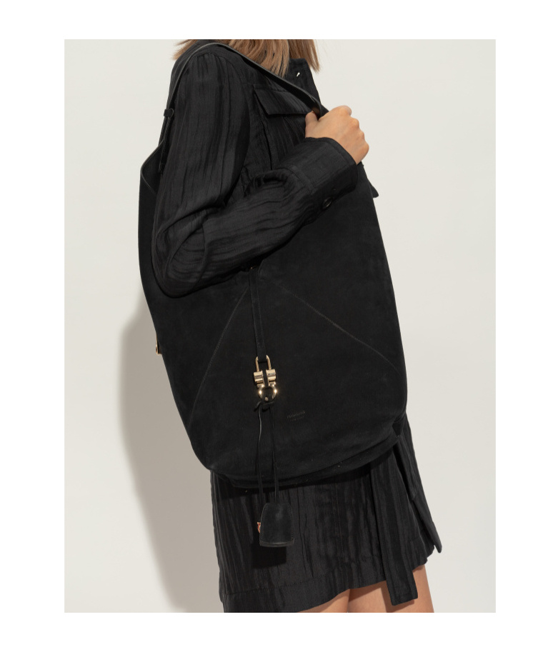 Ferragamo Slouchy Suede Hobo Bag In Black