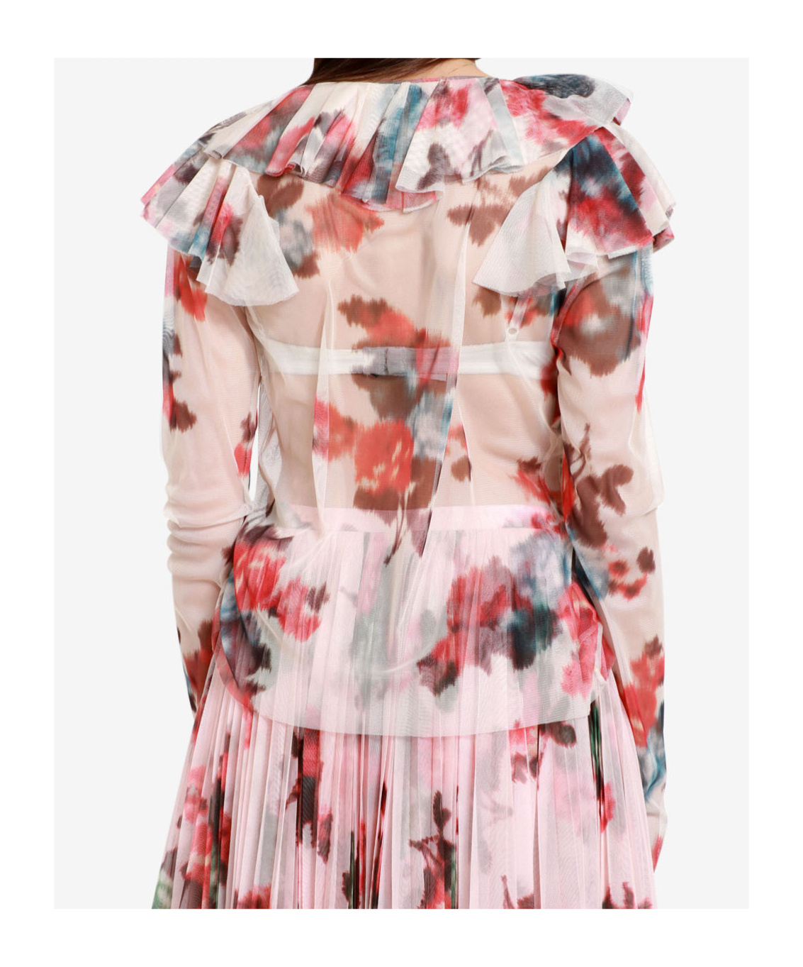 Philosophy Di Lorenzo Serafini Printed Tulle Blouse In White