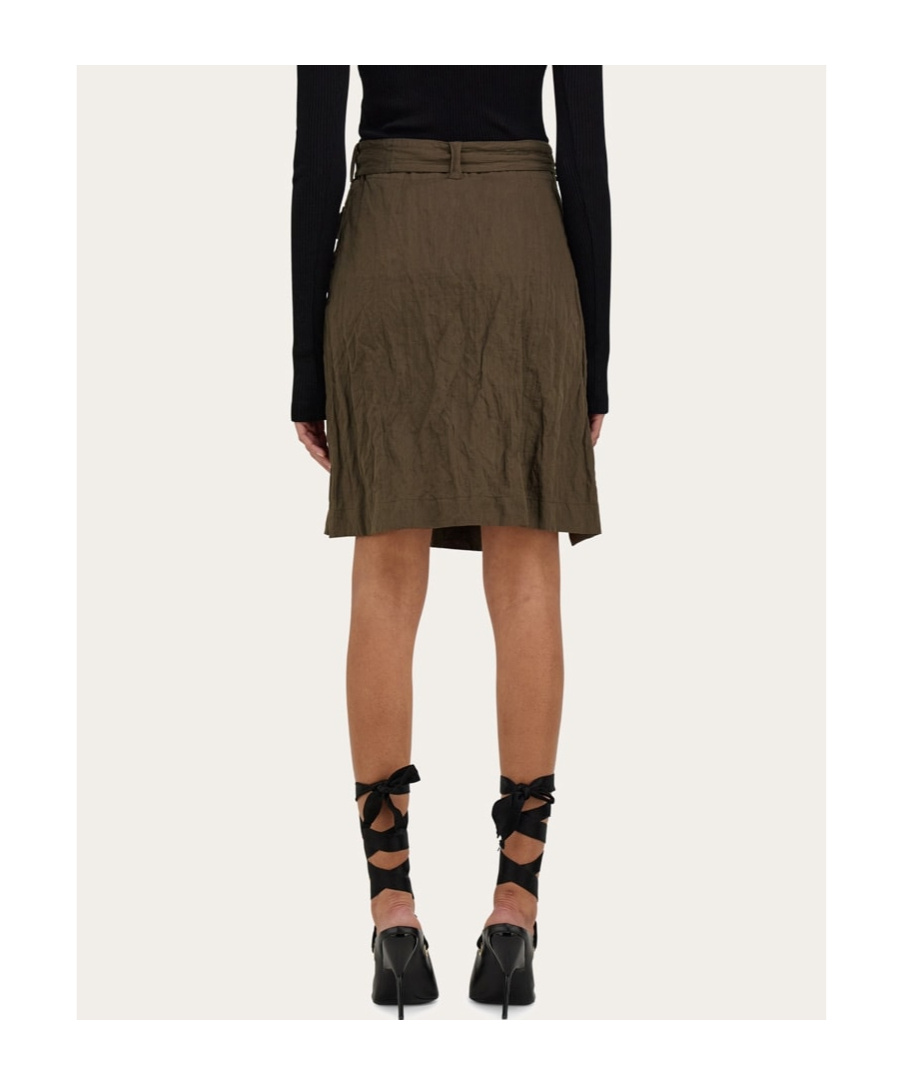 Shop Ferragamo Wrap Skirt In Cement