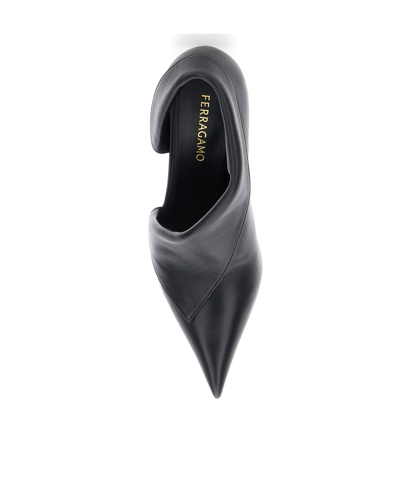 Ferragamo Black Pumps With Pointed Design And Side Opening Detail In Leather Woman In Black